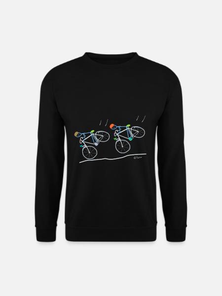 Rennrad Fahrad Fahren, lustige Strichmännnchen - Unisex Pullover - Schwarz