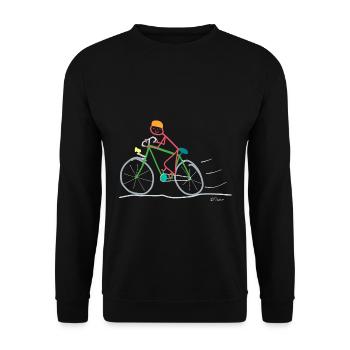 Road bike stick figure woman mobility sustainable - Unisex Sweatshirt - black - Front - Alina (178cm) & Michal (187cm)