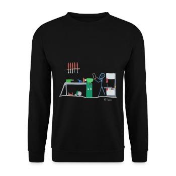 Drechsel stick figure, wood carpenter work - Unisex Sweatshirt - black - Front - Alina (178cm) & Michal (187cm)