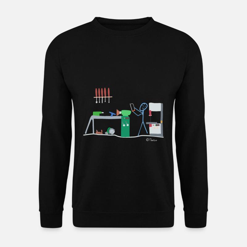 Drechsel stick figure, wood carpenter work - Unisex Sweatshirt - black