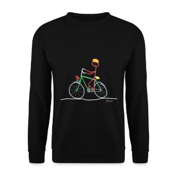 Bicycle stickman, mountain bike nature sport - Unisex Sweatshirt - black - Front - Alina (178cm) & Michal (187cm)