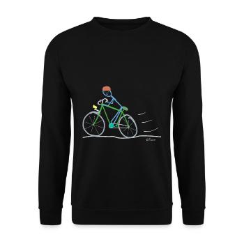 Road bike stickman, environmental protection sustainable - Unisex Sweatshirt - black - Front - Alina (178cm) & Michal (187cm)
