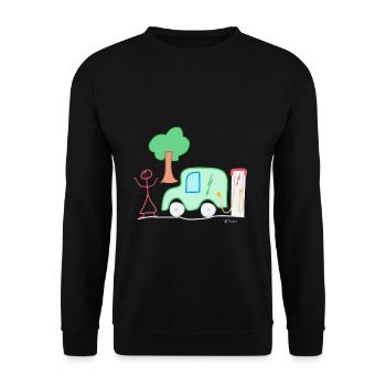 Electromobility stick figure, electric car battery - Unisex Sweatshirt - black - Front - Alina (178cm) & Michal (187cm)