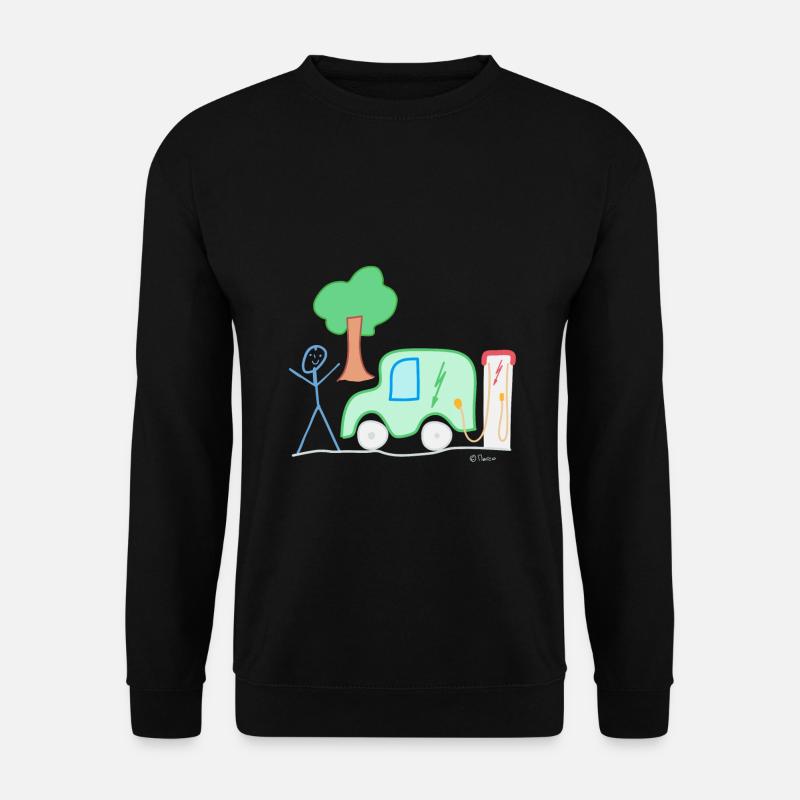Elektroauto Strichmännnchen, Umweltschutz Akku - Unisex Pullover - Schwarz