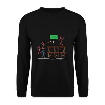 Schülerin Strichmännnchen, Schulklasse lustig job - Unisex Pullover - Schwarz - Vorne - Alina (178cm) & Michal (187cm)