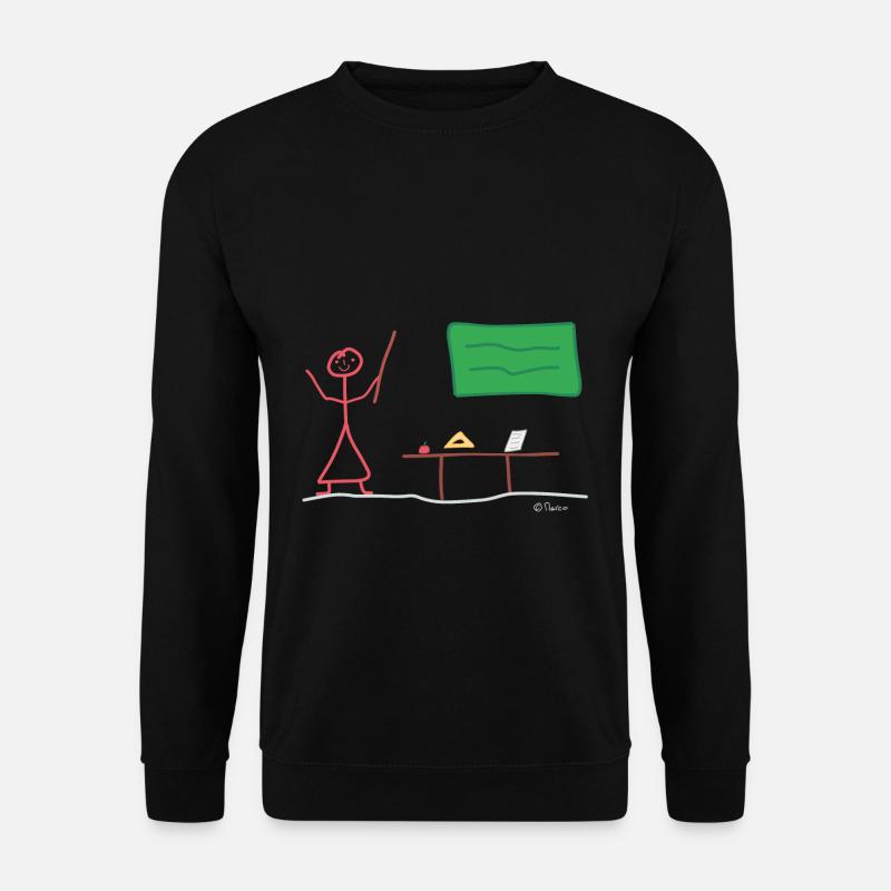 Lehrerin Strichmännnchen, Unterricht Bildung Beruf - Unisex Pullover - Schwarz