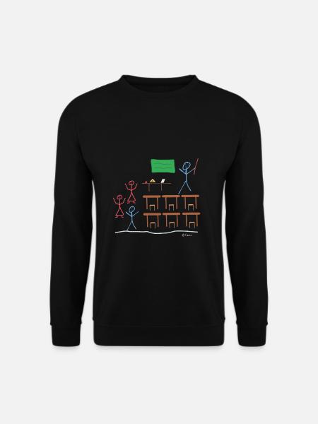 Strichmännchen Schulklasse Unterricht Pause Arbeit - Unisex Pullover - Schwarz