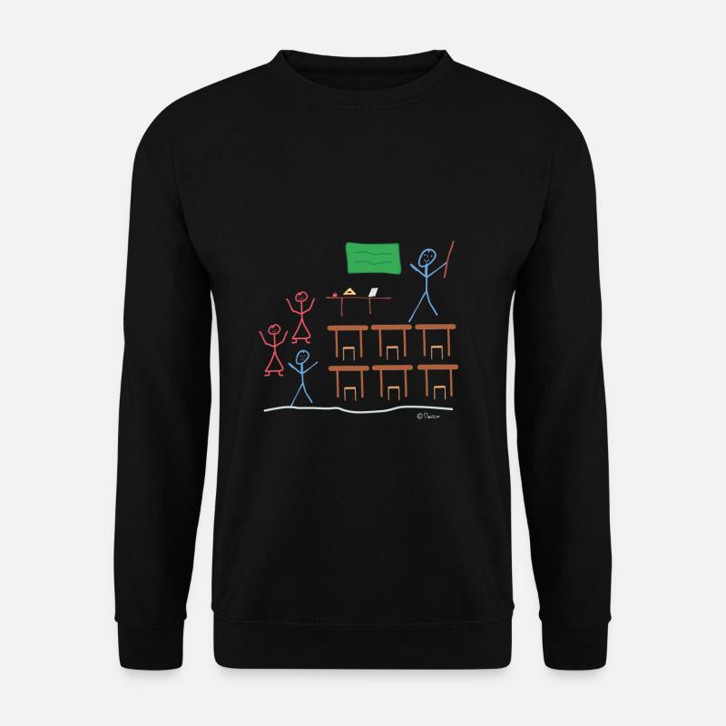 Strichmännchen Schulklasse Unterricht Pause Arbeit - Unisex Pullover - Schwarz