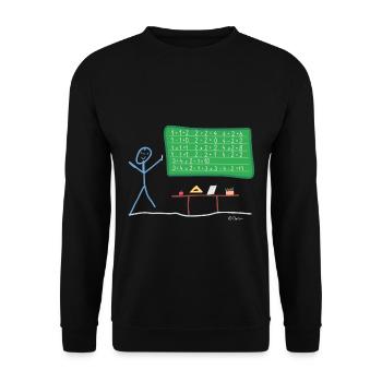Lehrer Schüler Strichmännnchen rechnen Mathematik - Unisex Pullover - Schwarz - Vorne - Alina (178cm) & Michal (187cm)