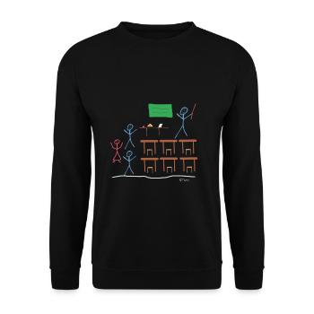 Strichmännnchen Klasse, Schule Gymnasium Schule - Unisex Pullover - Schwarz - Vorne - Alina (178cm) & Michal (187cm)
