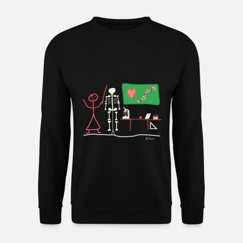 Biologie Strichmännnchen Schule Mensch Lehrer - Unisex Pullover - Schwarz
