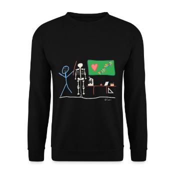 Lehrer Schüler Strichmännnchen Biologie Natur - Unisex Pullover - Schwarz - Vorne - Alina (178cm) & Michal (187cm)