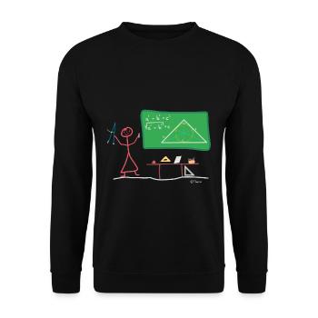 Lehrer Schüler Strichmännnchen, Geometrie Mathe - Unisex Pullover - Schwarz - Vorne - Alina (178cm) & Michal (187cm)