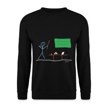 Lehrer Strichmännnchen, Unterricht Schule Beruf - Unisex Pullover - Schwarz - Vorne - Alina (178cm) & Michal (187cm)