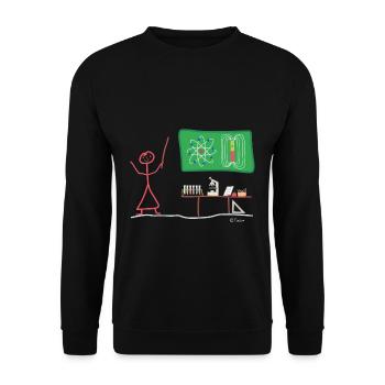 Lehrer Schüler Strichmännnchen, Chemie Physik - Unisex Pullover - Schwarz - Vorne - Alina (178cm) & Michal (187cm)