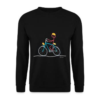 Bike Driver Stick Figure Sports Bike Traffic - Unisex Sweatshirt - black - Front - Alina (178cm) & Michal (187cm)