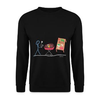 Chiffre de bâton pour grillades Smoker steak de saucisse grillé - Sweat-shirt Unisexe - noir - Devant - Alina (178cm) & Michal (187cm)
