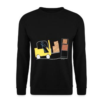 Forklift stick figure logistics warehouse goods - Unisex Sweatshirt - black - Front - Alina (178cm) & Michal (187cm)