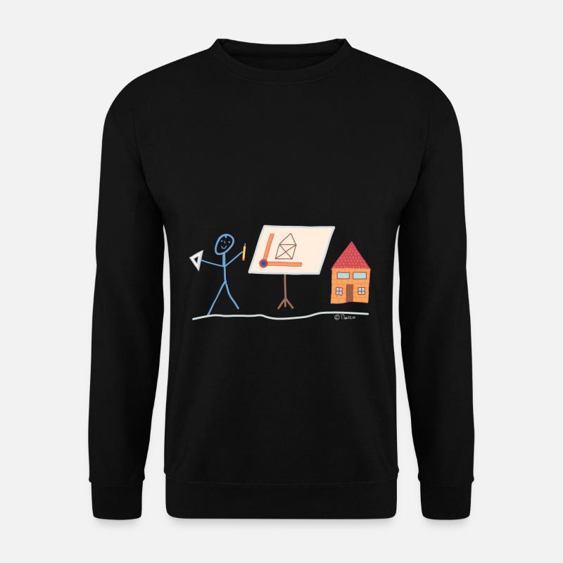 Bauzeichner Strichmännchen Planer Konstrukteur Job - Unisex Pullover - Schwarz