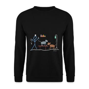 Tierarzt Strichmänchen Hund Katze Maus Tier Job - Unisex Pullover - Schwarz - Vorne - Alina (178cm) & Michal (187cm)