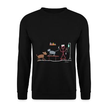 Veterinarian stick figure woman veterinary medicine job - Unisex Sweatshirt - black - Front - Alina (178cm) & Michal (187cm)
