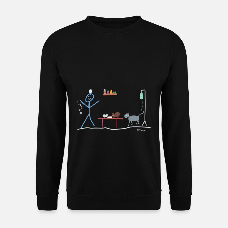 Tierarzt Strichmännchen Katze Maus Haustier Job - Unisex Pullover - Schwarz