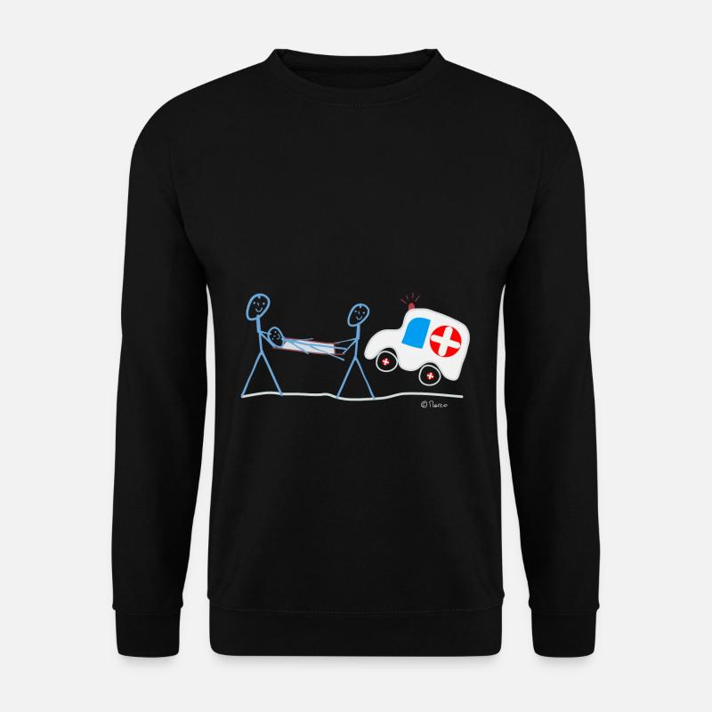 Rettung Sanitäter Strichmännchen Helfer Hilfe Job - Unisex Pullover - Schwarz