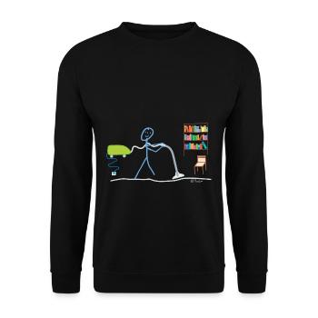 Household Stick Figure Hausmann Vacuum Cleaner Job - Unisex Sweatshirt - black - Front - Alina (178cm) & Michal (187cm)