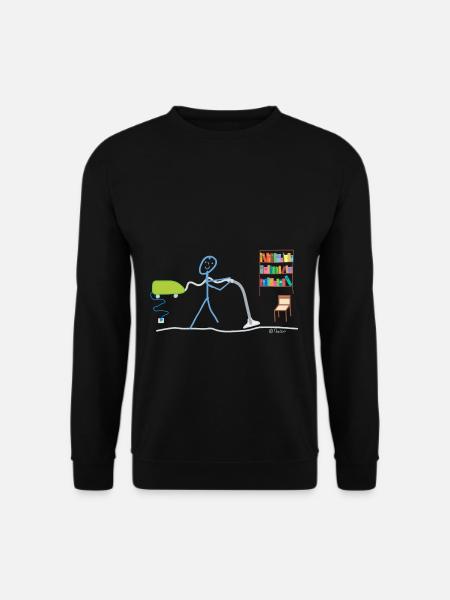 Haushalt Strichmännchen Hausmann Staubsauger Job - Unisex Pullover - Schwarz