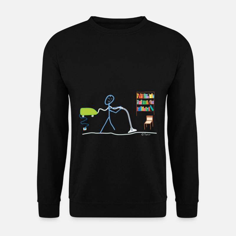 Haushalt Strichmännchen Hausmann Staubsauger Job - Unisex Pullover - Schwarz