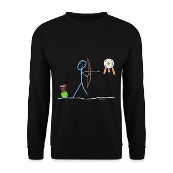 Bogenschießen Strichmännchen Pfeil Ziel Meister - Unisex Pullover - Schwarz - Vorne - Alina (178cm) & Michal (187cm)