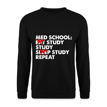 Med School Eat Study Sleep Repeat Medizinstudent - Unisex Pullover - Schwarz - Vorne - Alina (178cm) & Michal (187cm)