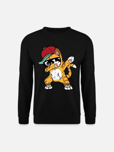 Retro Vintage Grunge Style Dabbing Dab Katze - Unisex Pullover - Schwarz