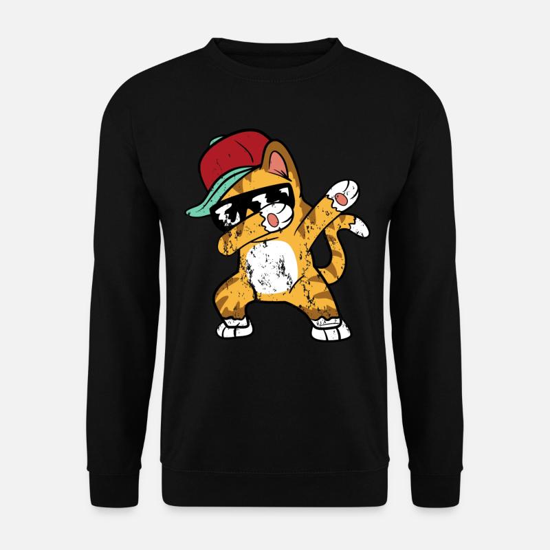 Retro Vintage Grunge Style Dabbing Dab Katze - Unisex Pullover - Schwarz