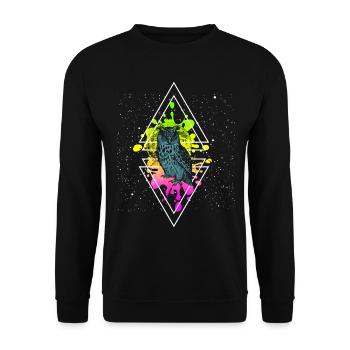 Owl Full Moon Colorful Geoemtrie - Unisex Sweatshirt - black - Front - Alina (178cm) & Michal (187cm)