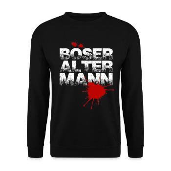 Geschenkidee lustig " Böser alter Mann " - Unisex Pullover - Schwarz - Vorne - Alina (178cm) & Michal (187cm)