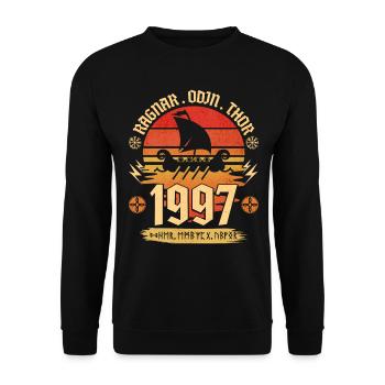 Viking Vintage 1997 25 Jahre Jubiläum - Unisex Pullover - Schwarz - Vorne - Alina (178cm) & Michal (187cm)