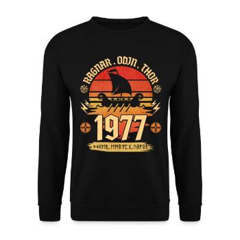 Viking Vintage 1977 45 years Anniversary - Unisex Sweatshirt - black - Front - Alina (178cm) & Michal (187cm)