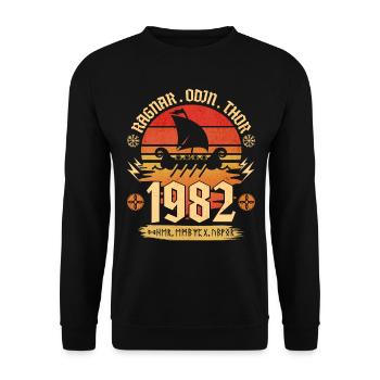Viking Vintage 1982 40 Jahre Jubiläum - Unisex Pullover - Schwarz - Vorne - Alina (178cm) & Michal (187cm)