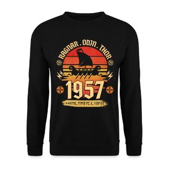 Viking Vintage 1957 65 Ans Anniversaire - Sweat-shirt Unisexe - noir - Devant - Alina (178cm) & Michal (187cm)
