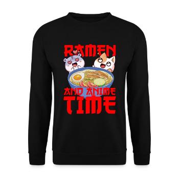 Ramen und Anime - Unisex Pullover - Schwarz - Vorne - Alina (178cm) & Michal (187cm)