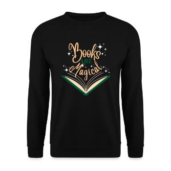 Bücher sind magisch - Unisex Pullover - Schwarz - Vorne - Alina (178cm) & Michal (187cm)