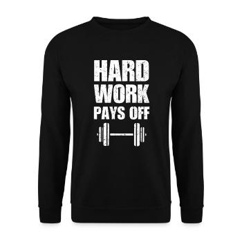 Harte Arbeit zahlt sich aus, Fitnessraum - Unisex Pullover - Schwarz - Vorne - Alina (178cm) & Michal (187cm)