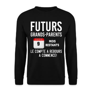 Futurs Grands Parents Cadeau Annonce de Grossesse - Sweat-shirt Unisexe - noir - Devant - Alina (178cm) & Michal (187cm)
