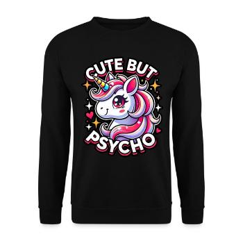 Licorne mignonne mais psychopathe adorable design kawaii - Sweat-shirt Unisexe - noir - Devant - Alina (178cm) & Michal (187cm)