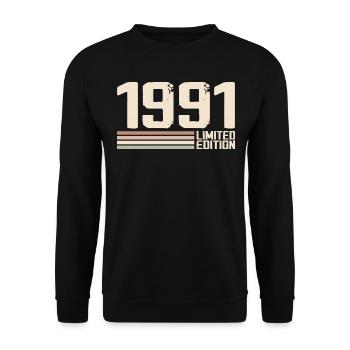1991 Millésime 1991 Anniversaire 1991 Rétro 1991 - Sweat-shirt Unisexe - noir - Devant - Alina (178cm) & Michal (187cm)