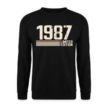 1987 Jahrgang 1987 Geburtstag 1987 Retro 1987 - Unisex Pullover - Schwarz - Vorne - Alina (178cm) & Michal (187cm)