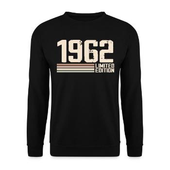 1962 Millésime 1962 Anniversaire 1962 Rétro 1962 - Sweat-shirt Unisexe - noir - Devant - Alina (178cm) & Michal (187cm)
