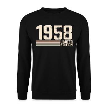 1958 Jahrgang 1958 Geburtstag 1958 Retro 1958 - Unisex Pullover - Schwarz - Vorne - Alina (178cm) & Michal (187cm)