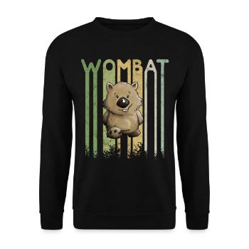 Funky retro wombat lettering cartoon marsupial - Unisex Sweatshirt - black - Front - Alina (178cm) & Michal (187cm)